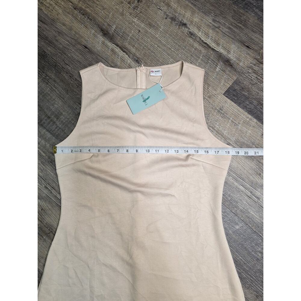 WIHOLL Womens Size L Large Cream Sleeveless Sheath Mini Dress Stretch NWT - Picture 2 of 10